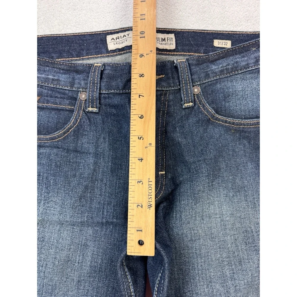 Ariat M7 Slim Straight Jeans Mens 31x32 Blue Medium Wash Distressed Denim Pants